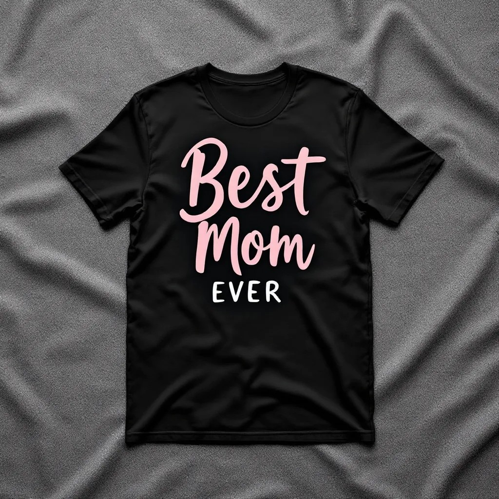 Best Mom Ever Tee – Contrast Script Graphic on Black Cotton