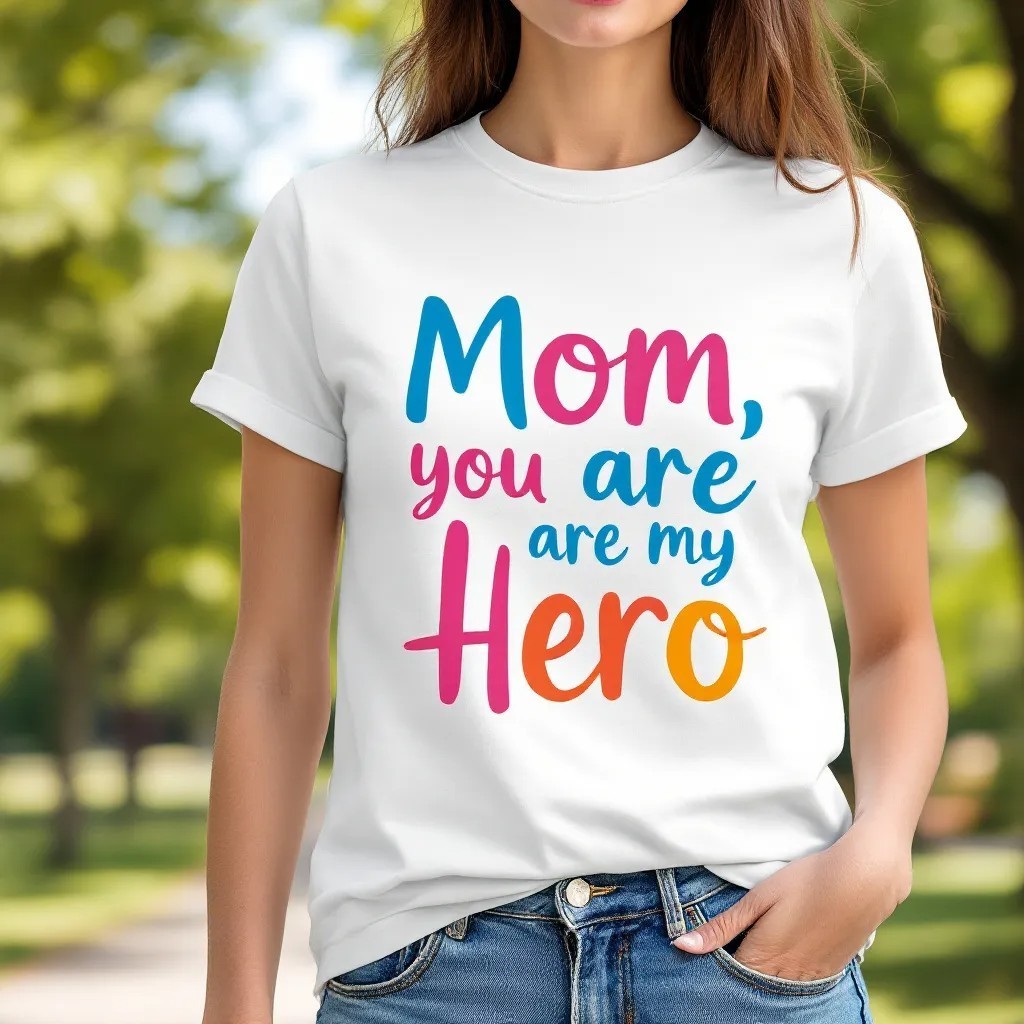 Mom, You Are My Hero Tee – Colorful Block Lettering Mother’s Day Shirt