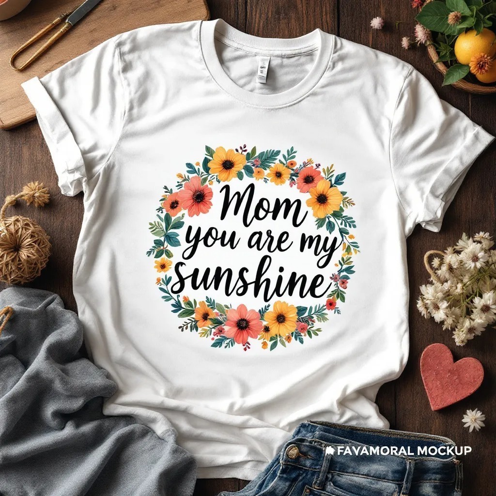Mom You Are My Sunshine Floral Wreath T-Shirt – Heartfelt Mother’s Day Tee