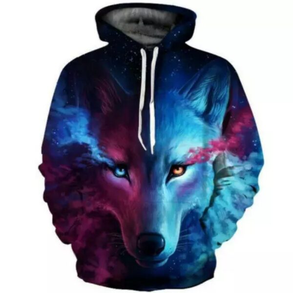 Cosmic Dual Color Galaxy Wolf 3D Print Graphic Hoodie