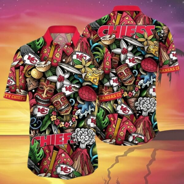 Kansas City Chiefs Tropical Tiki Pattern Hawaiian Shirt