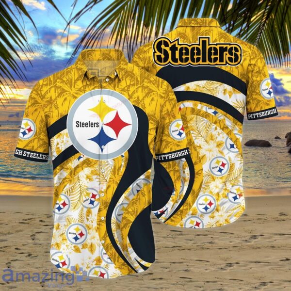 Steelers Tropical Floral Hawaiian Button Up Fan Shirt