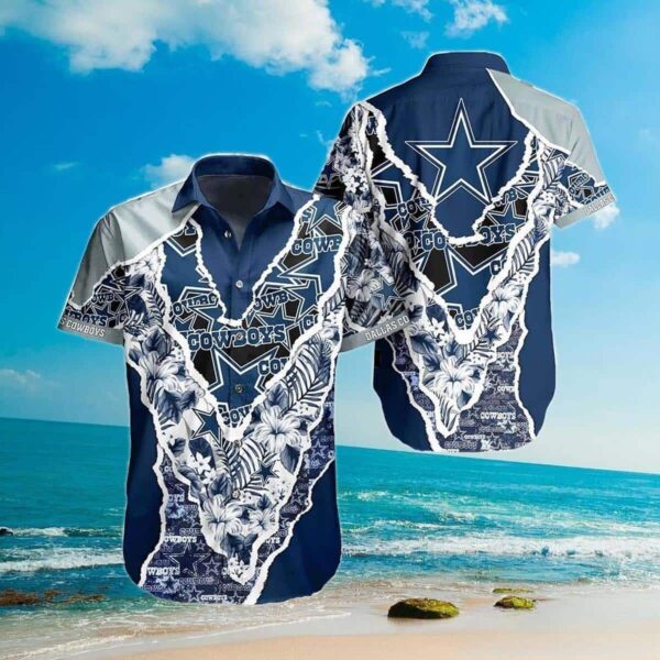 Dallas Cowboys Floral and Logo Hawaiian Shirt