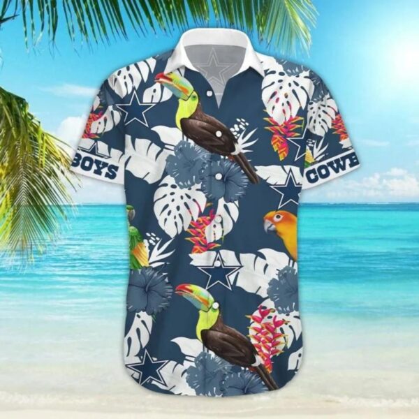 Dallas Cowboys Hawaiian Shirt with Tropical Birds and Stars