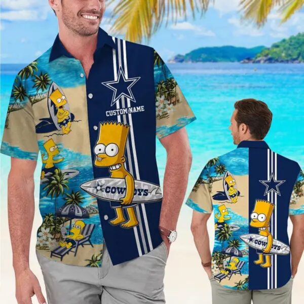 Hawaiian Shirt with Bart Simpson Dallas Cowboys Split Design