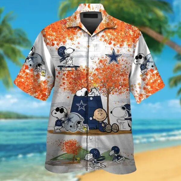 Hawaiian Shirt with Peanuts Characters and Dallas Cowboys Theme