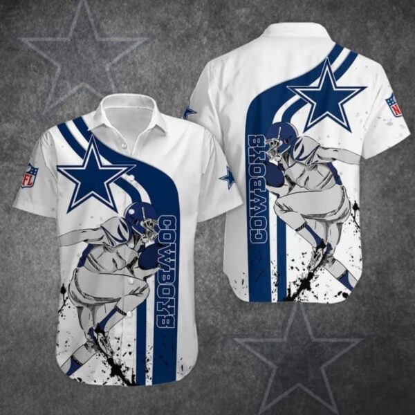 Men s Hawaiian Shirt with Dallas Cowboys Football Graphic