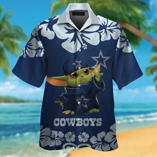 Men s Hawaiian Shirt with Grogu and Dallas Cowboys Theme