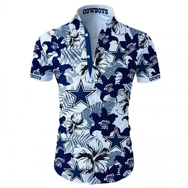 Dallas Cowboys Tropical Floral Star NFL Button-Up Shirt