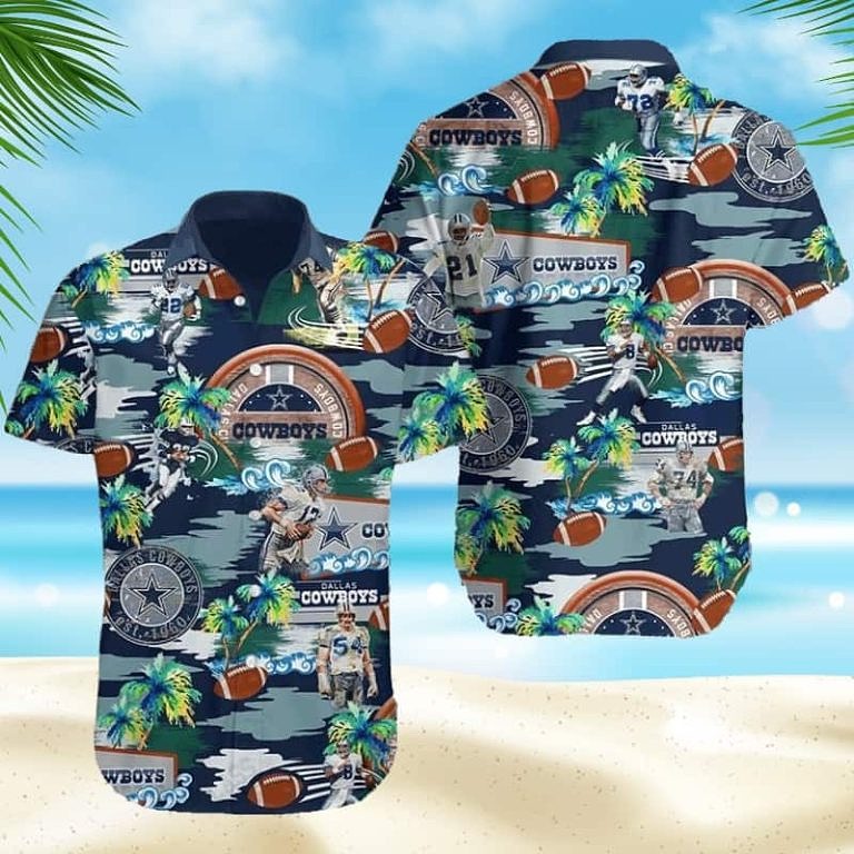 Dallas Cowboys Tropical Player Print Aloha Shirt