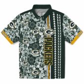 Green Bay Packers Hibiscus Floral Hawaiian Shirt With Arrow Stripe Unisex Custom Name Button Down 1 He486.jpg - sohemix