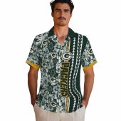 Green Bay Packers Hibiscus Floral Hawaiian Shirt With Arrow Stripe Unisex Custom Name Button Down 2 P1hhb.jpg - sohemix
