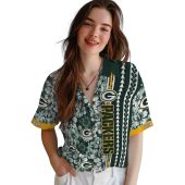Green Bay Packers Hibiscus Floral Hawaiian Shirt With Arrow Stripe Unisex Custom Name Button Down 4 S4ll0.jpg - sohemix