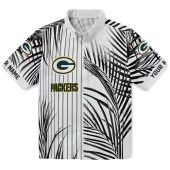 Green Bay Packers Unisex Hawaiian Button Down Shirt Black White Palm Leaf Tropical Vertical Stripe Print 1 Mzcxc.jpg - sohemix