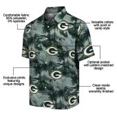 Green Bay Packers Unisex Hawaiian Shirt Short Sleeve Coastal Palms Tropical Print Button Down 5 E62mz.jpg - sohemix