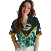 Green Bay Packers Unisex Hawaiian Shirt Tropical Floral Print Chevron Button Down 4 9btzp.jpg - sohemix