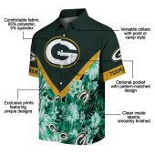 Green Bay Packers Unisex Hawaiian Shirt Tropical Floral Print Chevron Button Down 5 Adpo5.jpg - sohemix
