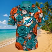 Men S Miami Dolphins Hawaiian Shirt With Teal Orange Floral Print Casual Summer Button Down 3 Vh929.jpg - sohemix