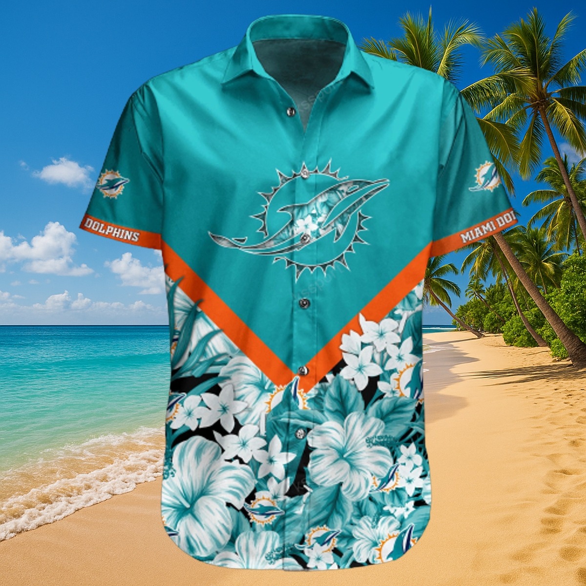 Men s Miami Dolphins Jackson 64 Tropical Hawaiian Shirt and Beach Shorts Set