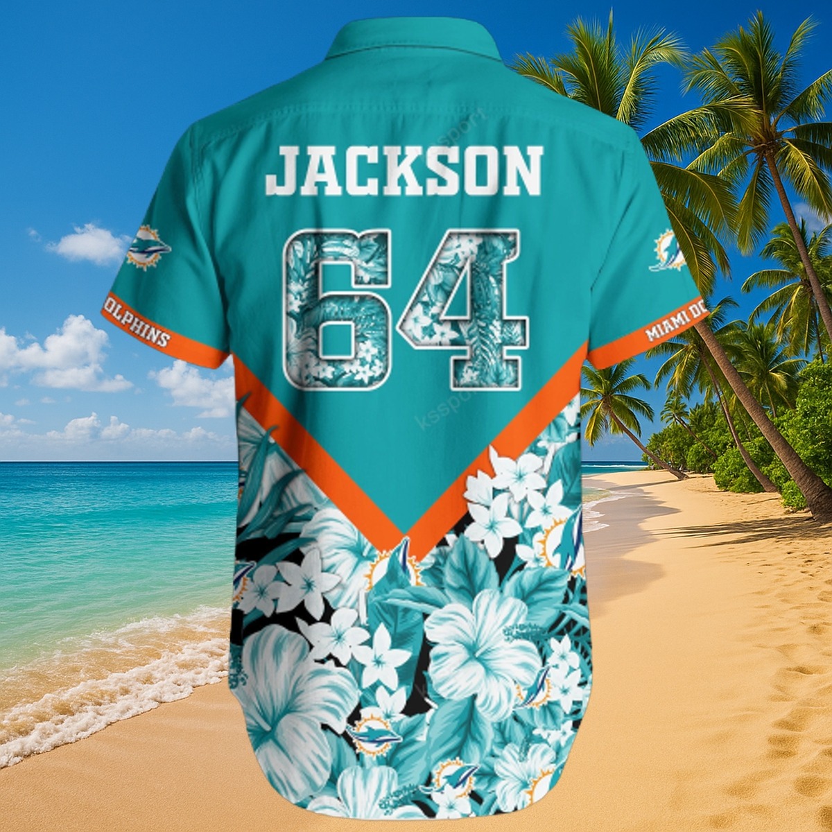 Men s Miami Dolphins Jackson 64 Tropical Hawaiian Shirt and Beach Shorts Set