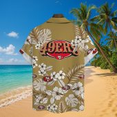 Men S San Francisco 49ers Nfl Hawaiian Shirt Gold Tropical Floral Button Down 3 Klkg2.jpg - sohemix