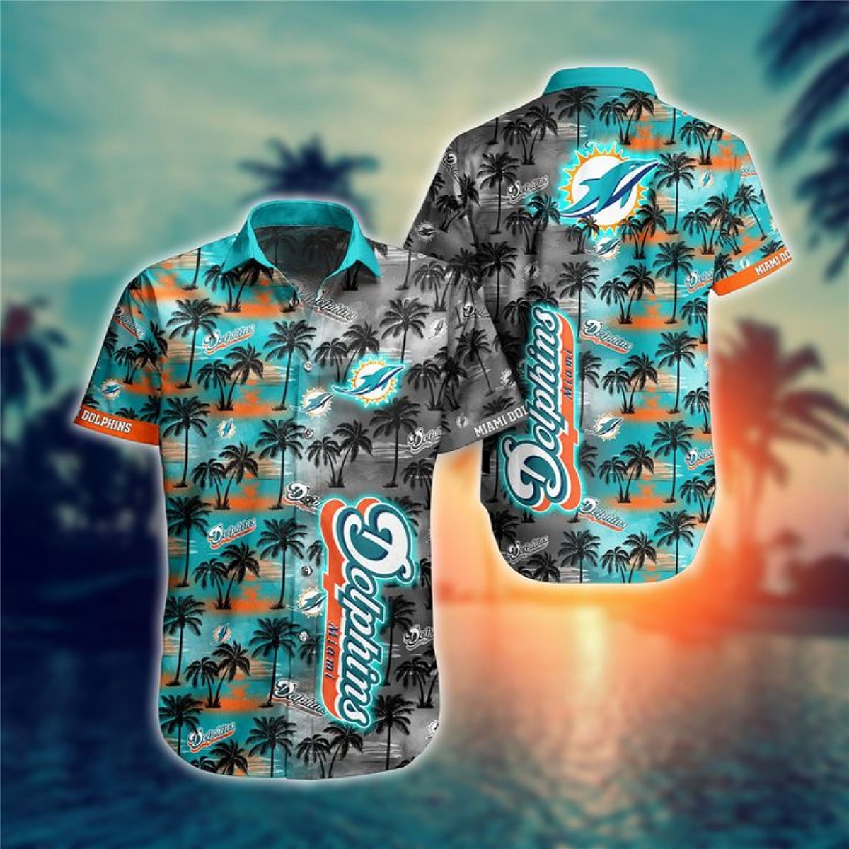 Miami Dolphins Tropical Palm Tree Hawaiian Shirt
