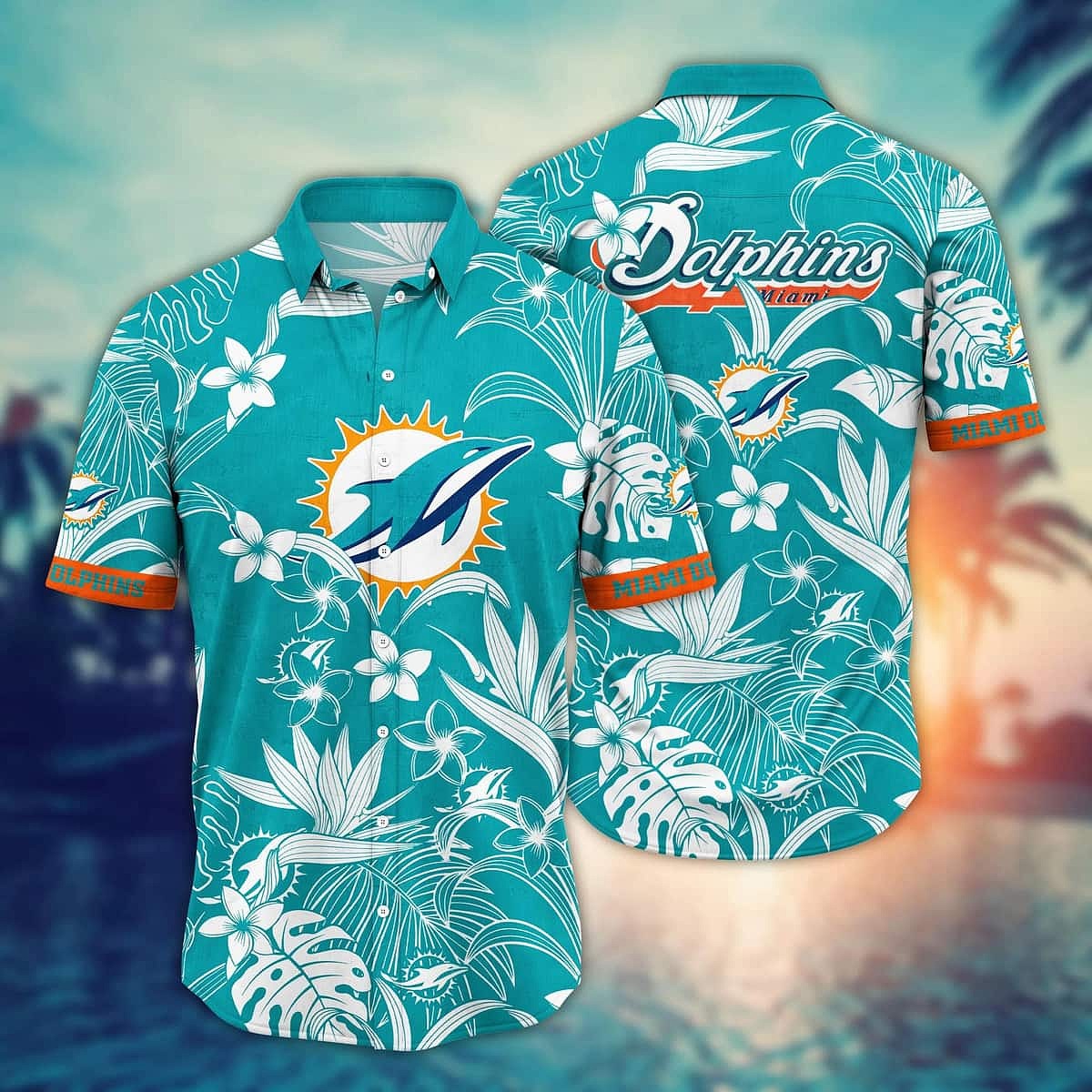 Miami Dolphins Tropical Print Hawaiian Shirt