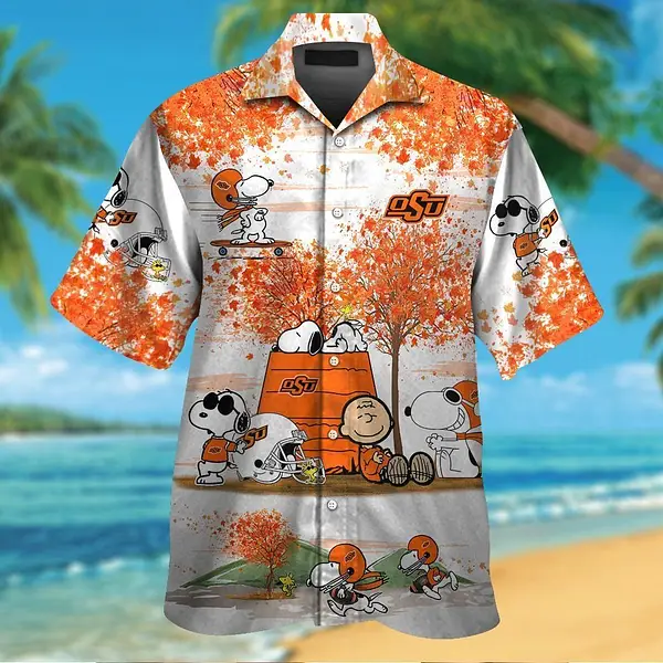 MLB Orange Tropical Print Aloha Shirt