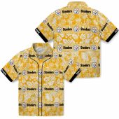 Personalized Pittsburgh Steelers Unisex Hawaiian Shirt Gold White Tropical Print Tribal Stripe Bands Pineapple Palm Design Casual Button Down For Summer 3 Hyvss.jpg - sohemix