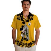 Pittsburgh Steelers Surfing Mickey Mouse Hawaiian Shirt With Tropical Floral Print Gold Unisex Casual Button Down 2 Pc6hg.jpg - sohemix