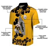 Pittsburgh Steelers Surfing Mickey Mouse Hawaiian Shirt With Tropical Floral Print Gold Unisex Casual Button Down 5 Av2u8.jpg - sohemix