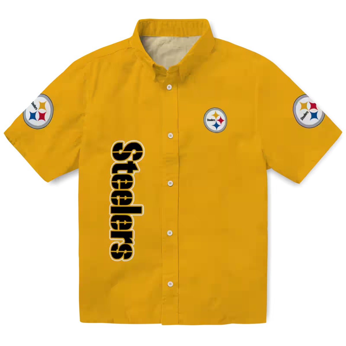 Pittsburgh Steelers Unisex Gold Hawaiian Shirt - Minion Character Team Logos Casual Button Down