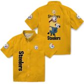 Pittsburgh Steelers Unisex Gold Hawaiian Shirt Minion Character Team Logos Casual Button Down 3 5p2g9.jpg - sohemix