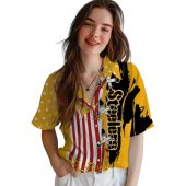 Pittsburgh Steelers Unisex Gold Hawaiian Shirt With Stitched Logo Text And Flag Design 4 Khk88.jpg - sohemix
