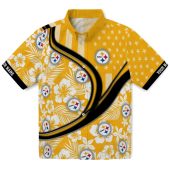 Pittsburgh Steelers Unisex Hawaiian Button Down Shirt Gold Floral Star Wave Customizable Name 1 Hfsc9.jpg - sohemix