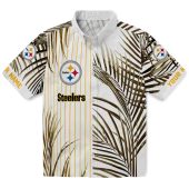 Pittsburgh Steelers Unisex Short Sleeve Button Down Hawaiian Shirt Tropical Palm Leaf Vertical Stripe Split Design With Team Logo 1 U90rg.jpg - sohemix