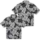 Pittsburgh Steelers Unisex Short Sleeve Hawaiian Shirt Black White Monstera Leaf Pattern Casual Button Down 3 8juj0.jpg - sohemix