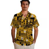 Pittsburgh Steelers Unisex Tropical Patchwork Hawaiian Shirt Gold Black Palm Turtle Floral Print Casual Button Down 2 Wigqq.jpg - sohemix