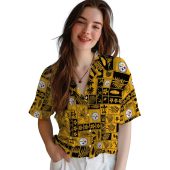 Pittsburgh Steelers Unisex Tropical Patchwork Hawaiian Shirt Gold Black Palm Turtle Floral Print Casual Button Down 4 Ztr8j.jpg - sohemix