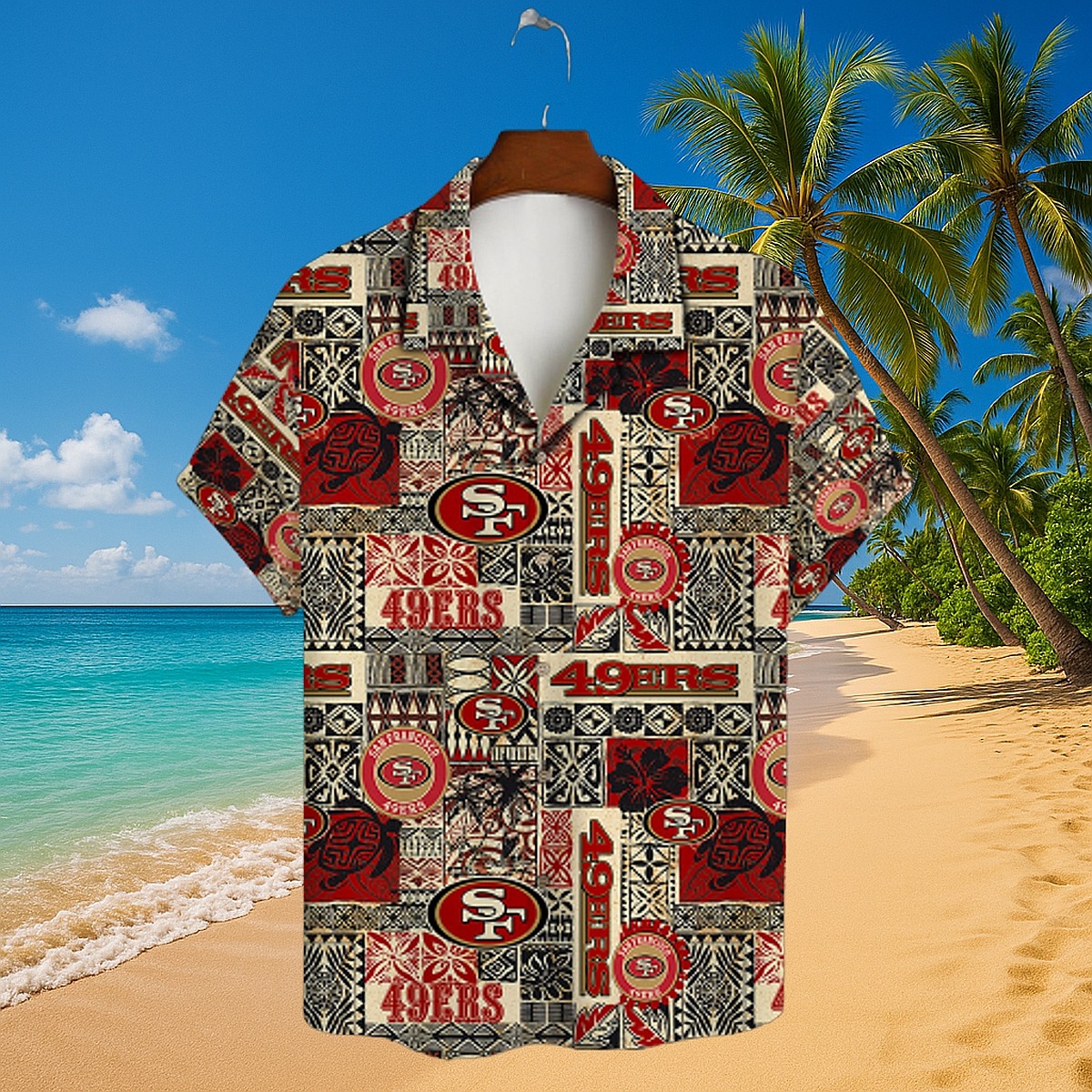 San Francisco 49ers Unisex Hawaiian Shirt - Tribal Polynesian Print Button-Down