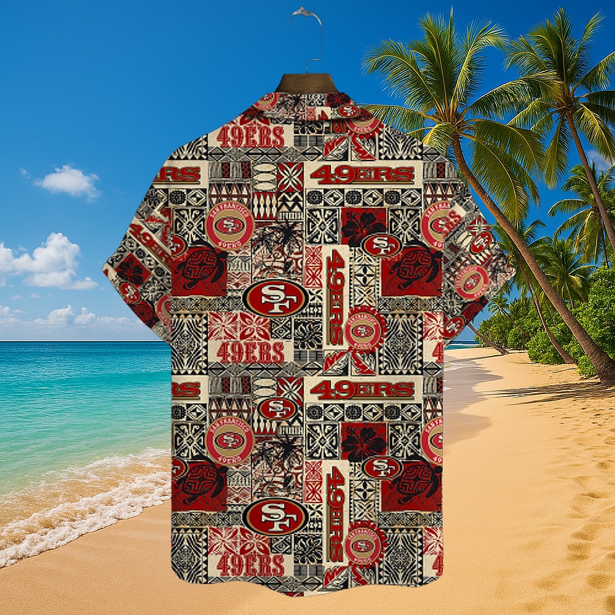 San Francisco 49ers Unisex Hawaiian Shirt - Tribal Polynesian Print Button-Down