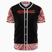 Unisex 49ers Black Baseball Jersey With Red Polynesian Tribal Print Fan Button Down Shirt 1 R2in5.jpg - sohemix