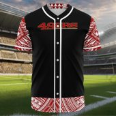 Unisex 49ers Black Baseball Jersey With Red Polynesian Tribal Print Fan Button Down Shirt 2 Uye5k.jpg - sohemix
