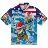 Unisex Green Bay Packers Christmas Hawaiian Shirt With Surfing Dabbing Santa Claus American Flag Print Short Sleeve Button Down 1 2er1g.jpg - sohemix