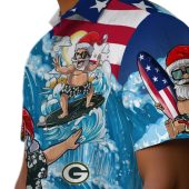 Unisex Green Bay Packers Christmas Hawaiian Shirt With Surfing Dabbing Santa Claus American Flag Print Short Sleeve Button Down 8 2irpg.jpg - sohemix