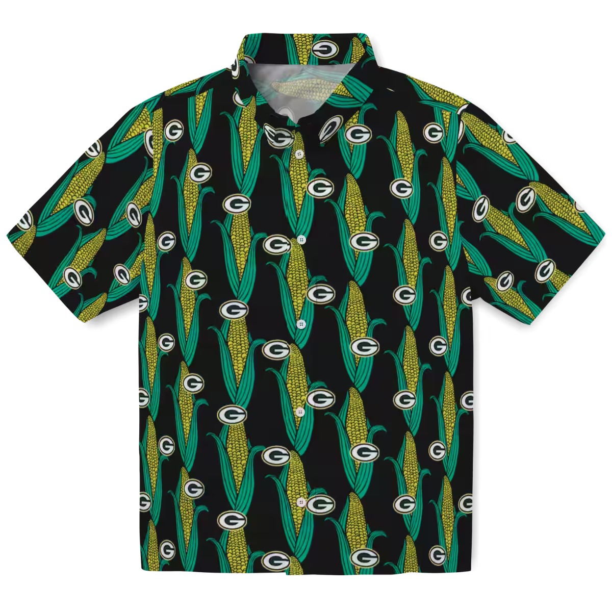 Unisex Green Bay Packers Corn Pattern Hawaiian Shirt - Casual Button-Down Aloha Fan Gear