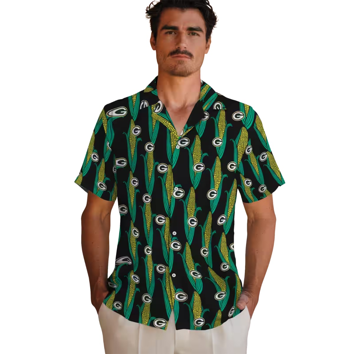 Unisex Green Bay Packers Corn Pattern Hawaiian Shirt - Casual Button-Down Aloha Fan Gear