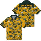Unisex Green Bay Packers Gold Tropical Floral Leaf Print Hawaiian Button Down Shirt 3 I0r8q.jpg - sohemix