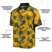 Unisex Green Bay Packers Gold Tropical Floral Leaf Print Hawaiian Button Down Shirt 5 959vy.jpg - sohemix