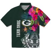 Unisex Green Bay Packers Green Hawaiian Shirt Tropical Floral Polynesian Tribal Print Button Down 1 Nebpj.jpg - sohemix